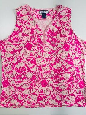 Island Republic Hot Pink & Cream Floral V-Notch Tank